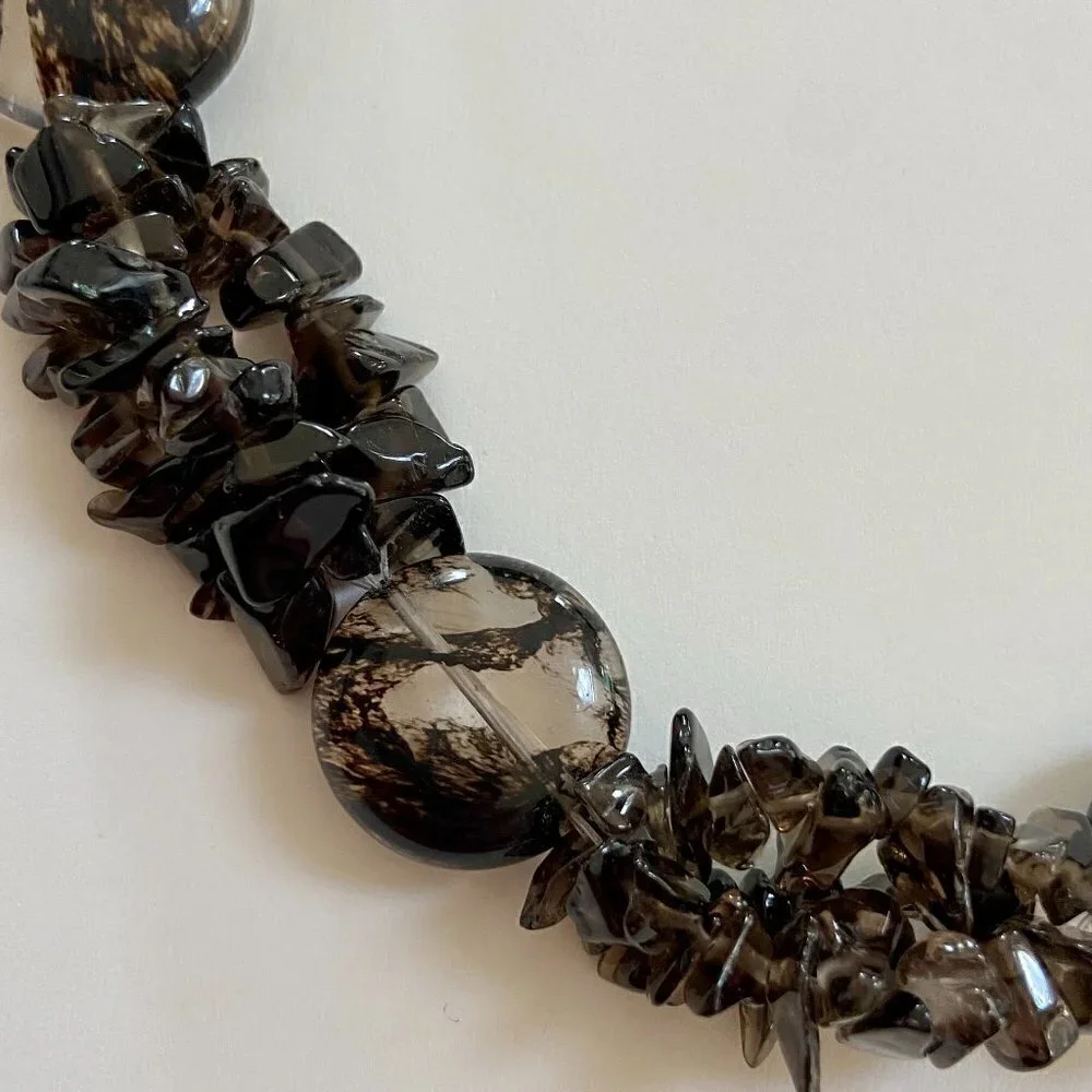 Beautiful Black Summer Chic Beaded Chunky Necklace